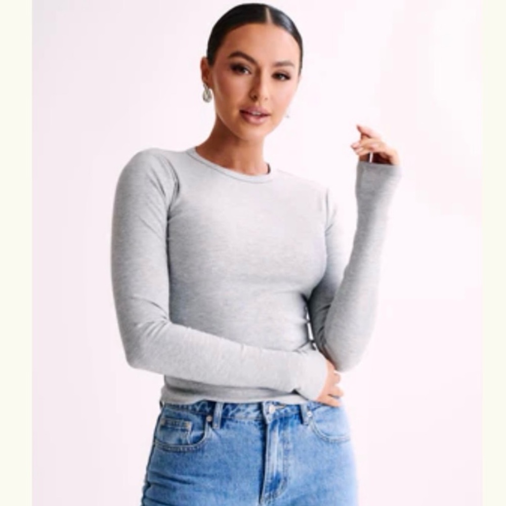 Keeley Long Sleeve Rib Top- Grey